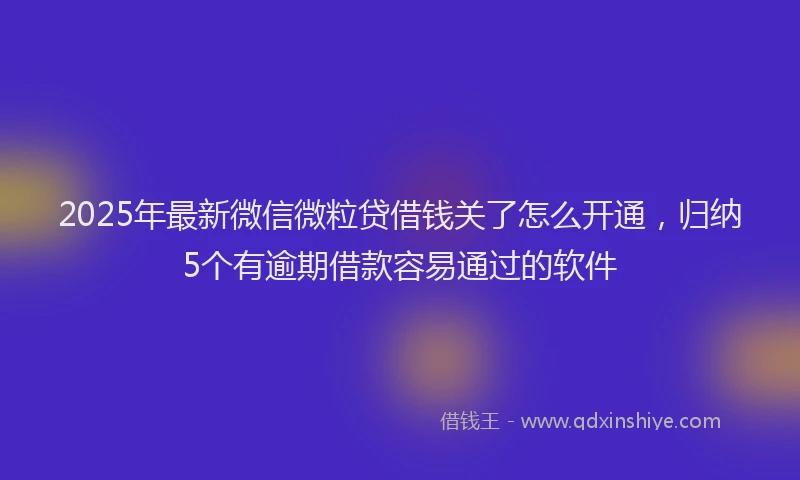 2025年最新微信微粒贷借钱关了怎么开通，归纳5个有逾期借款容易通过的软件