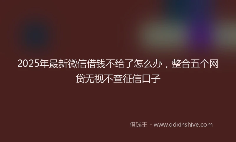 2025年最新微信借钱不给了怎么办，整合五个网贷无视不查征信口子