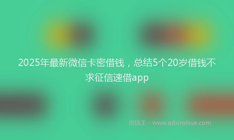 2025年最新微信卡密借钱，总结5个20岁借钱不求征信速借app