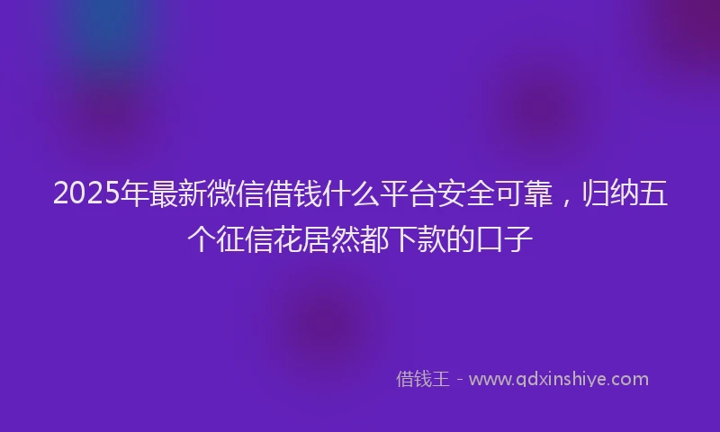 2025年最新微信借钱什么平台安全可靠，归纳五个征信花居然都下款的口子
