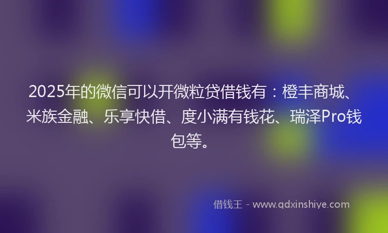 2025年的微信可以开微粒贷借钱有：橙丰商城、米族金融、乐享快借、度小满有钱花、瑞泽Pro钱包等。