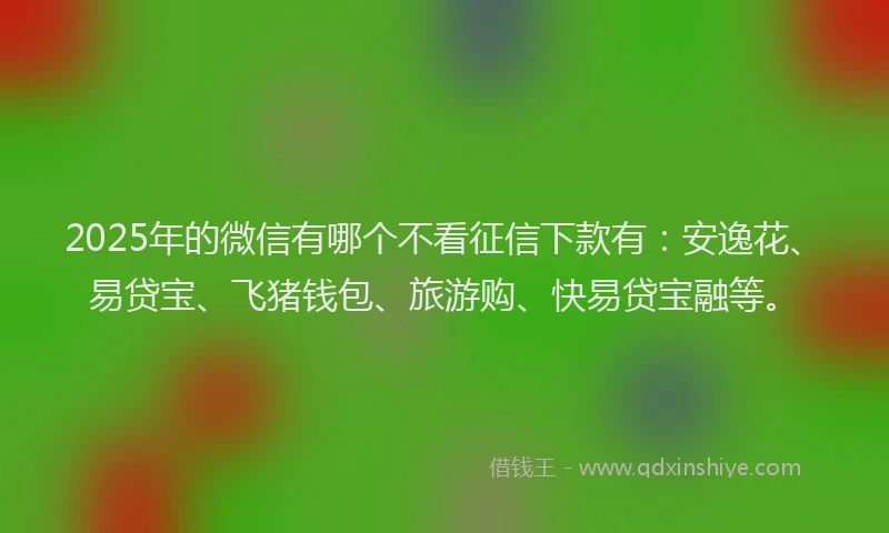 2025年的微信有哪个不看征信下款有：安逸花、易贷宝、飞猪钱包、旅游购、快易贷宝融等。