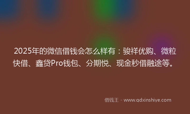 2025年的微信借钱会怎么样有：骏祥优购、微粒快借、鑫贷Pro钱包、分期悦、现金秒借融途等。
