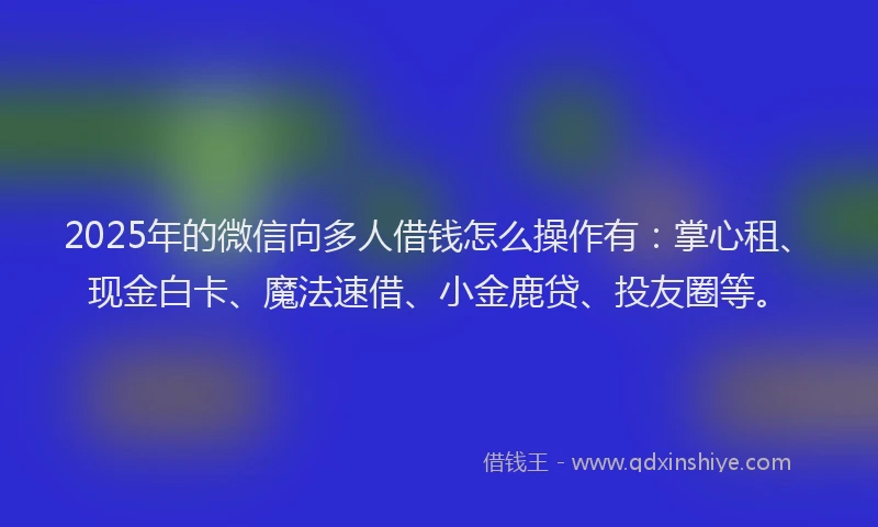 2025年的微信向多人借钱怎么操作有：掌心租、现金白卡、魔法速借、小金鹿贷、投友圈等。