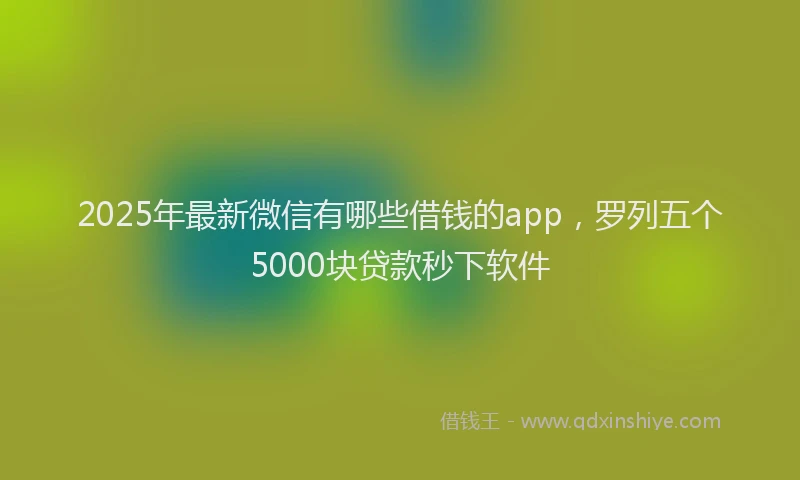 2025年最新微信有哪些借钱的app，罗列五个5000块贷款秒下软件