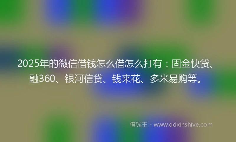 2025年的微信借钱怎么借怎么打有：固金快贷、融360、银河信贷、钱来花、多米易购等。