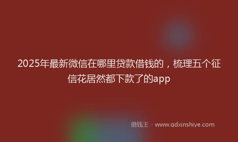 2025年最新微信在哪里贷款借钱的，梳理五个征信花居然都下款了的app