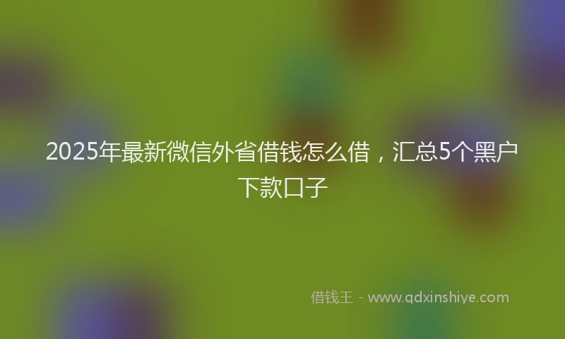 2025年最新微信外省借钱怎么借，汇总5个黑户下款口子