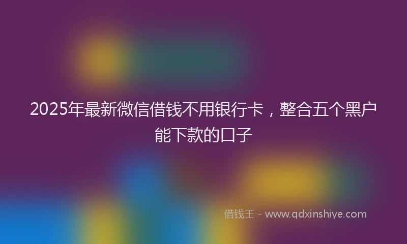 2025年最新微信借钱不用银行卡，整合五个黑户能下款的口子