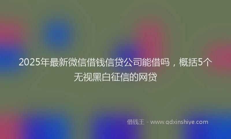 2025年最新微信借钱信贷公司能借吗，概括5个无视黑白征信的网贷