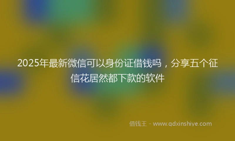2025年最新微信可以身份证借钱吗，分享五个征信花居然都下款的软件