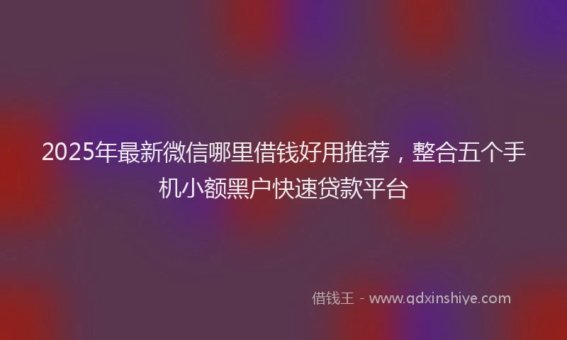 2025年最新微信哪里借钱好用推荐，整合五个手机小额黑户快速贷款平台