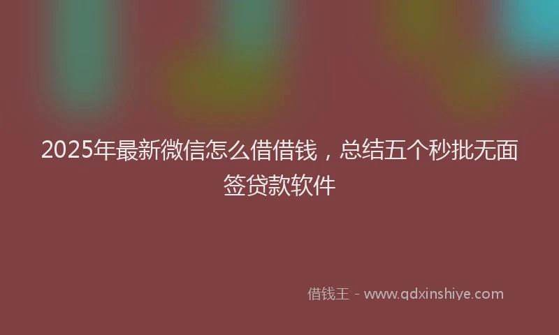 2025年最新微信怎么借借钱，总结五个秒批无面签贷款软件