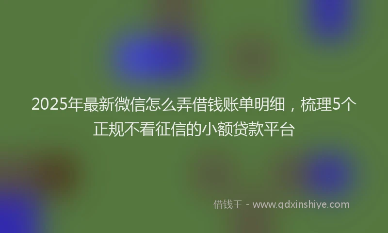 2025年最新微信怎么弄借钱账单明细，梳理5个正规不看征信的小额贷款平台