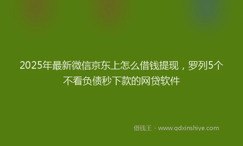 2025年最新微信京东上怎么借钱提现，罗列5个不看负债秒下款的网贷软件