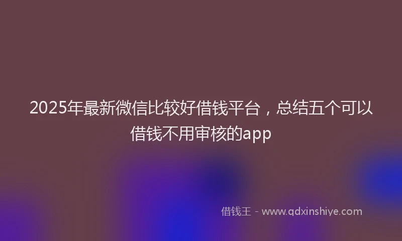 2025年最新微信比较好借钱平台，总结五个可以借钱不用审核的app
