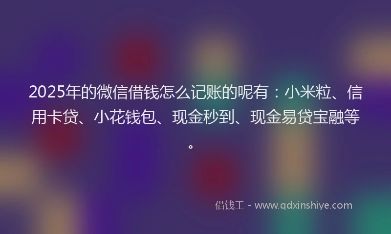 2025年的微信借钱怎么记账的呢有：小米粒、信用卡贷、小花钱包、现金秒到、现金易贷宝融等。