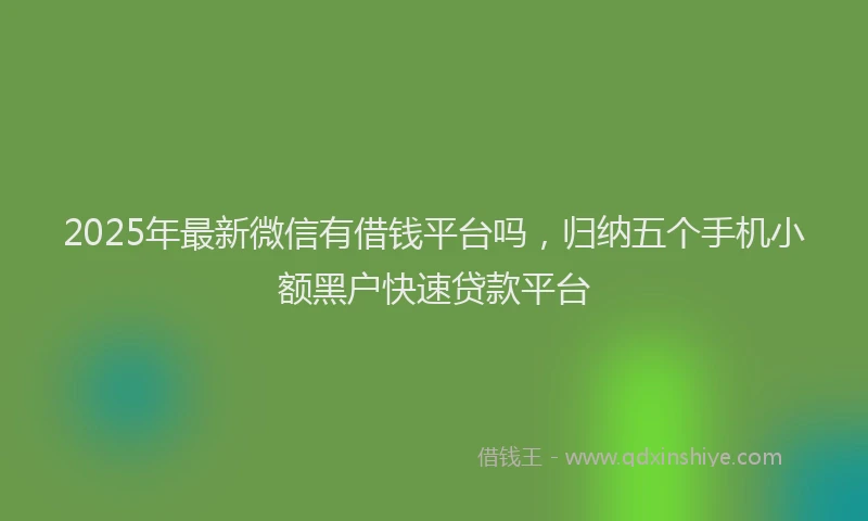 2025年最新微信有借钱平台吗，归纳五个手机小额黑户快速贷款平台