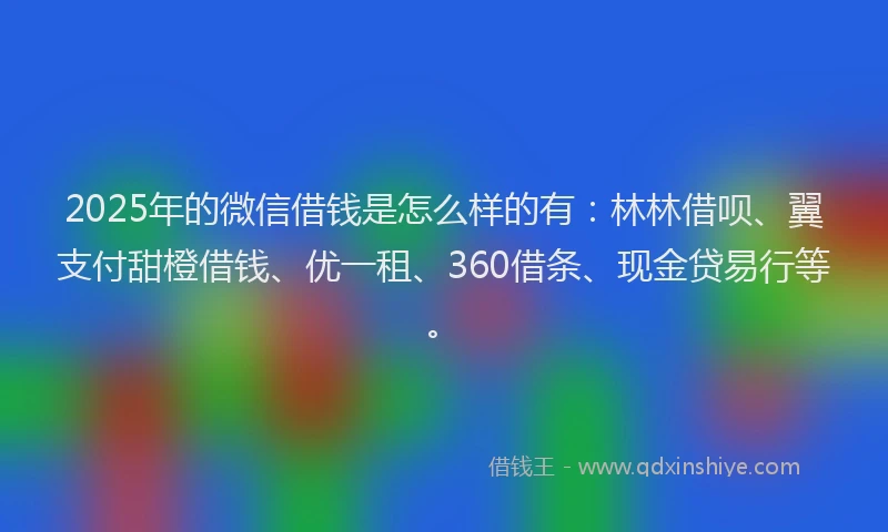 2025年的微信借钱是怎么样的有：林林借呗、翼支付甜橙借钱、优一租、360借条、现金贷易行等。