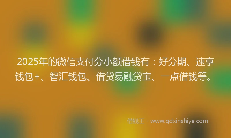 2025年的微信支付分小额借钱有：好分期、速享钱包+、智汇钱包、借贷易融贷宝、一点借钱等。
