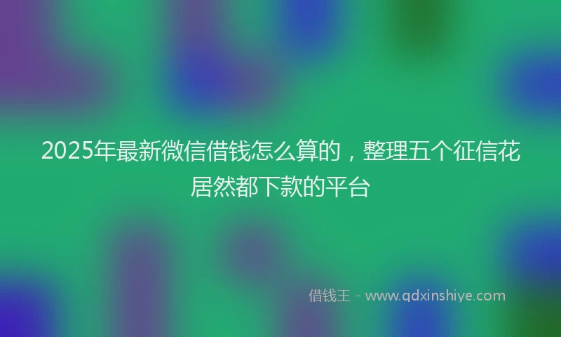 2025年最新微信借钱怎么算的，整理五个征信花居然都下款的平台
