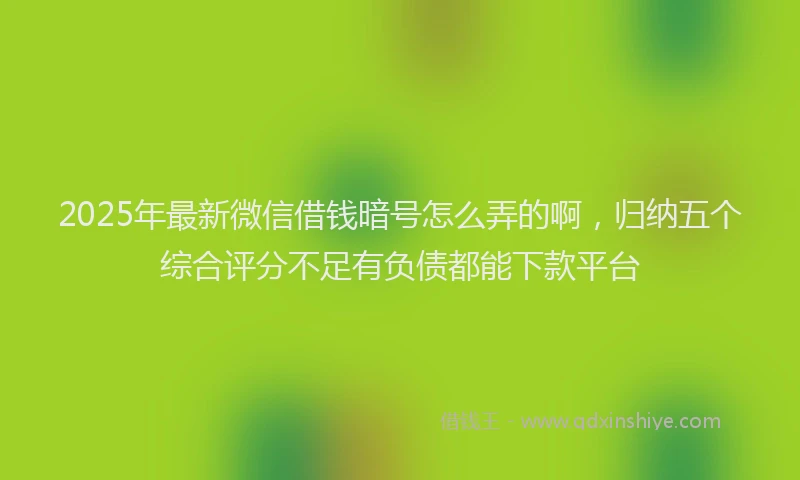 2025年最新微信借钱暗号怎么弄的啊，归纳五个综合评分不足有负债都能下款平台