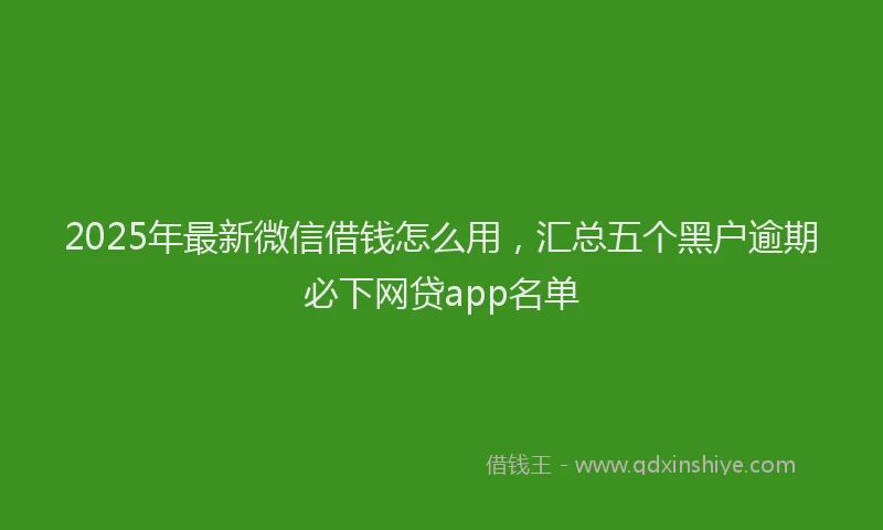 2025年最新微信借钱怎么用，汇总五个黑户逾期必下网贷app名单