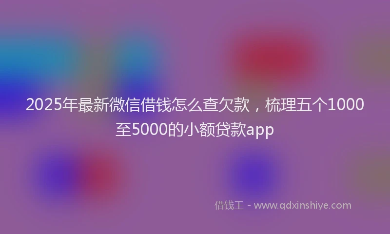 2025年最新微信借钱怎么查欠款，梳理五个1000至5000的小额贷款app