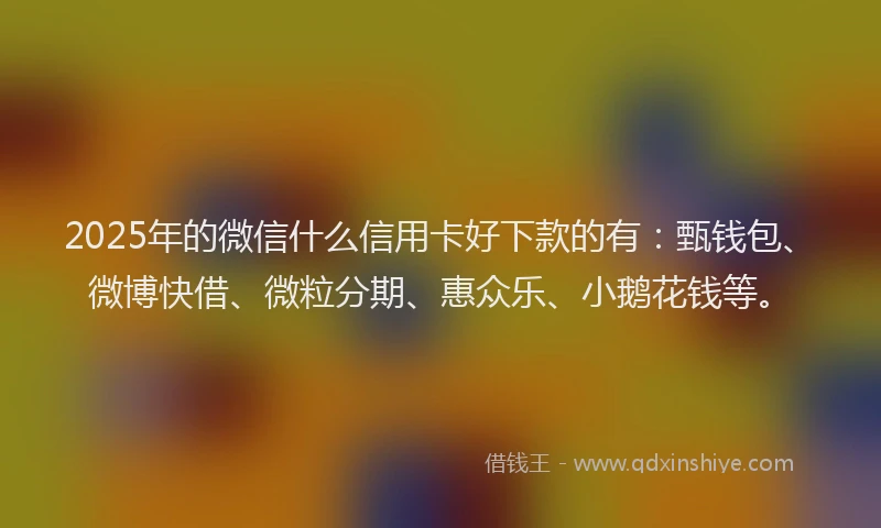 2025年的微信什么信用卡好下款的有：甄钱包、微博快借、微粒分期、惠众乐、小鹅花钱等。