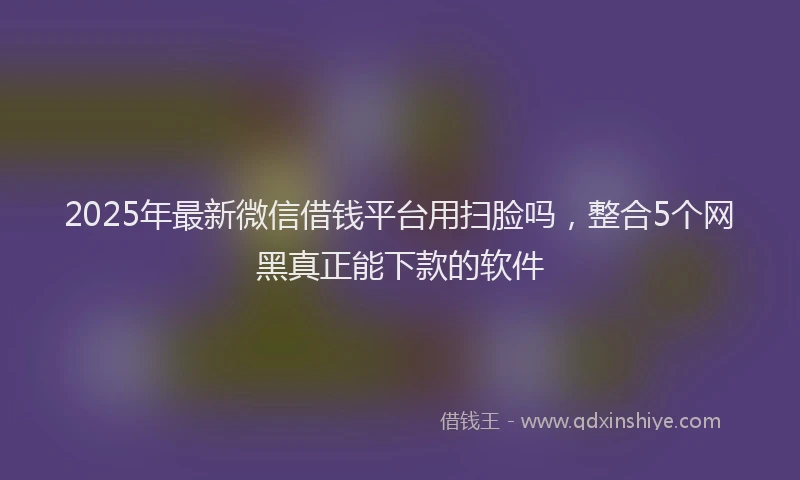 2025年最新微信借钱平台用扫脸吗，整合5个网黑真正能下款的软件