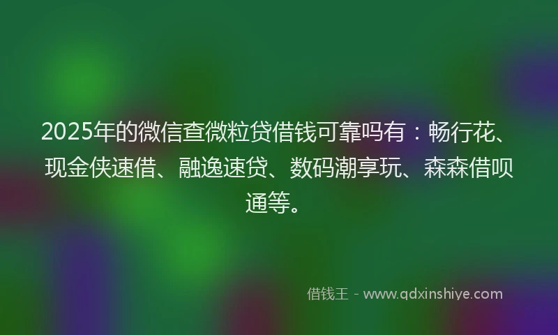 2025年的微信查微粒贷借钱可靠吗有：畅行花、现金侠速借、融逸速贷、数码潮享玩、森森借呗通等。