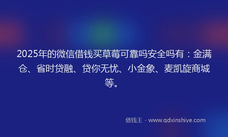 2025年的微信借钱买草莓可靠吗安全吗有：金满仓、省时贷融、贷你无忧、小金象、麦凯旋商城等。