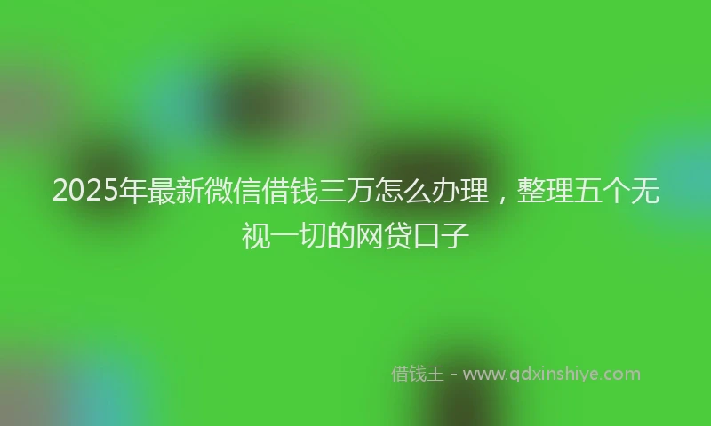 2025年最新微信借钱三万怎么办理，整理五个无视一切的网贷口子