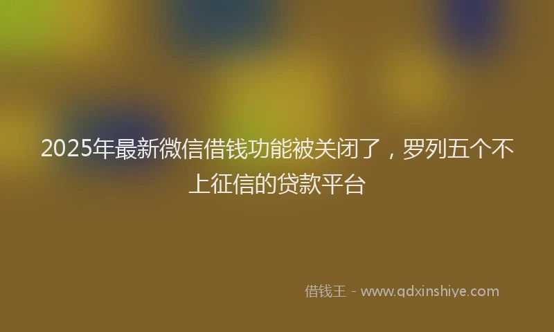 2025年最新微信借钱功能被关闭了，罗列五个不上征信的贷款平台