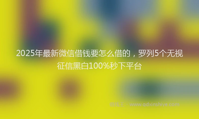 2025年最新微信借钱要怎么借的，罗列5个无视征信黑白100%秒下平台