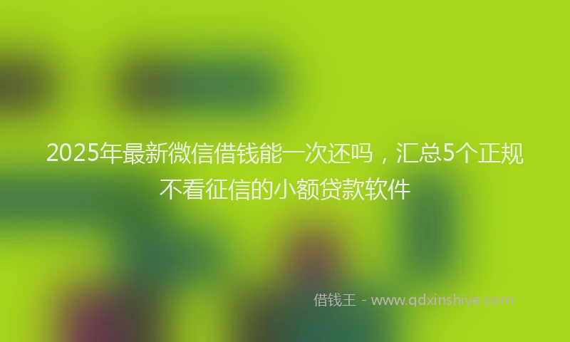 2025年最新微信借钱能一次还吗，汇总5个正规不看征信的小额贷款软件