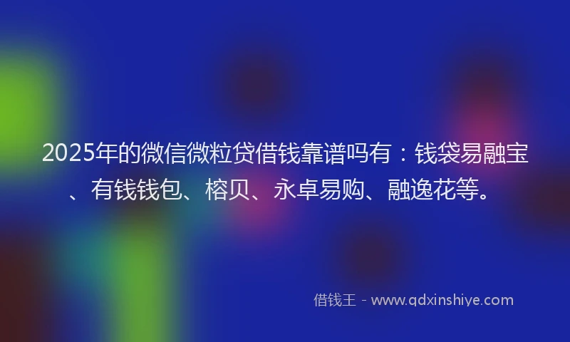 2025年的微信微粒贷借钱靠谱吗有：钱袋易融宝、有钱钱包、榕贝、永卓易购、融逸花等。