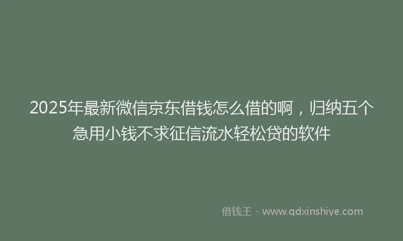 2025年最新微信京东借钱怎么借的啊，归纳五个急用小钱不求征信流水轻松贷的软件