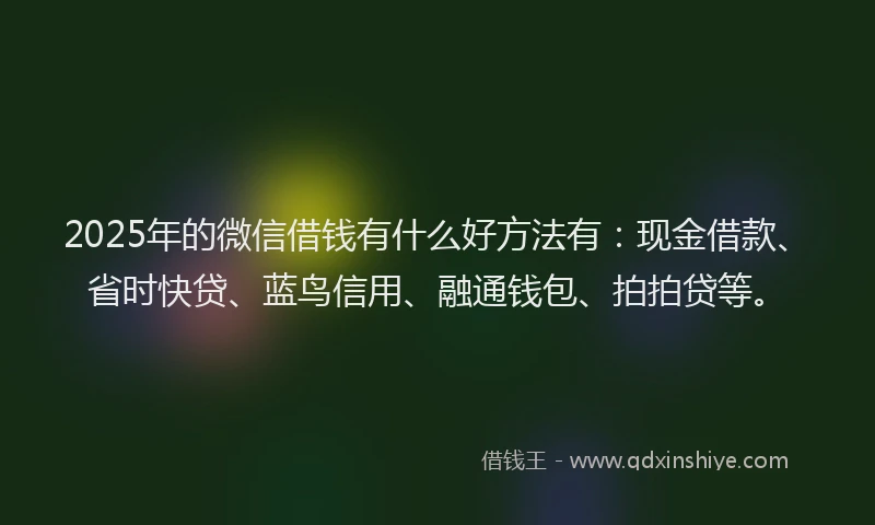 2025年的微信借钱有什么好方法有：现金借款、省时快贷、蓝鸟信用、融通钱包、拍拍贷等。