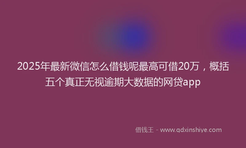 2025年最新微信怎么借钱呢最高可借20万，概括五个真正无视逾期大数据的网贷app