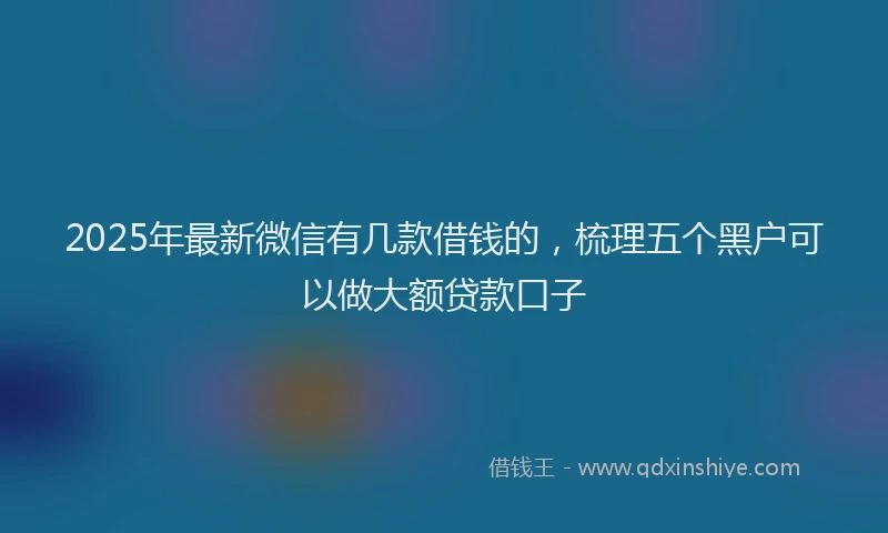 2025年最新微信有几款借钱的，梳理五个黑户可以做大额贷款口子