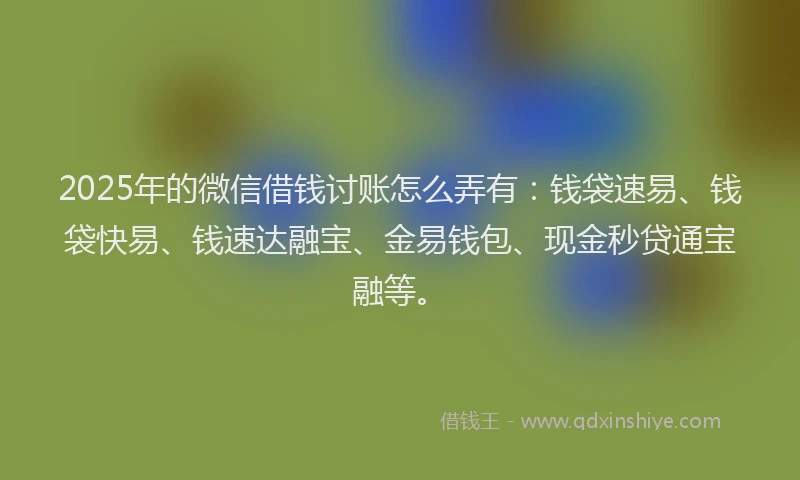2025年的微信借钱讨账怎么弄有：钱袋速易、钱袋快易、钱速达融宝、金易钱包、现金秒贷通宝融等。