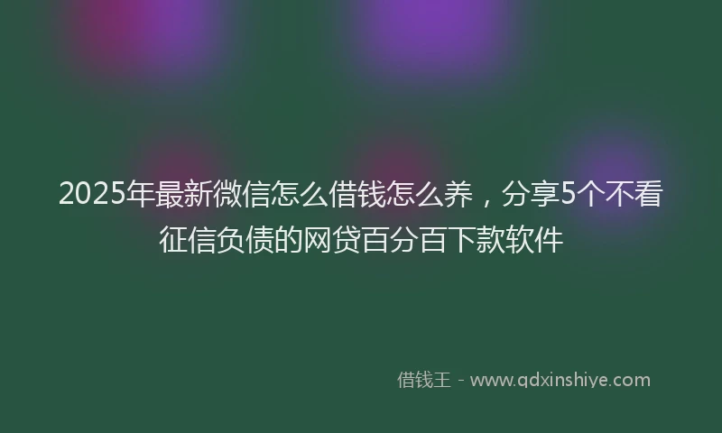 2025年最新微信怎么借钱怎么养，分享5个不看征信负债的网贷百分百下款软件