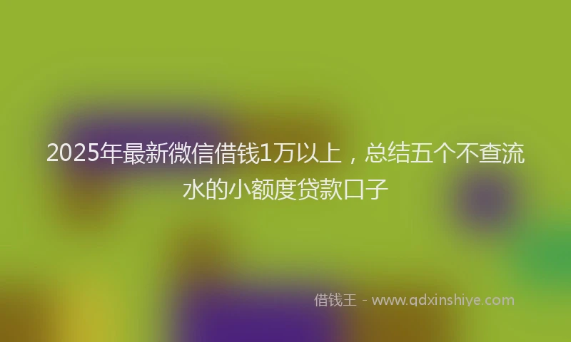 2025年最新微信借钱1万以上，总结五个不查流水的小额度贷款口子