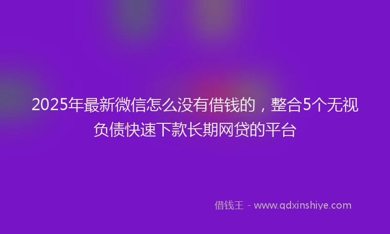 2025年最新微信怎么没有借钱的，整合5个无视负债快速下款长期网贷的平台