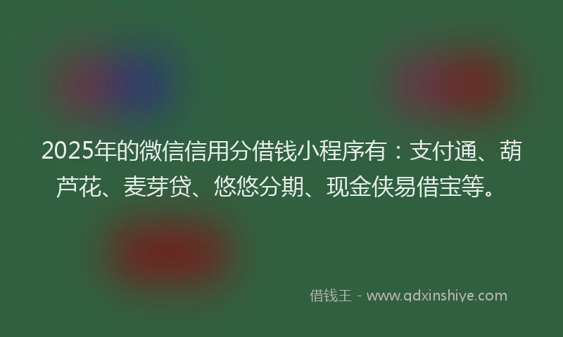 2025年的微信信用分借钱小程序有：支付通、葫芦花、麦芽贷、悠悠分期、现金侠易借宝等。