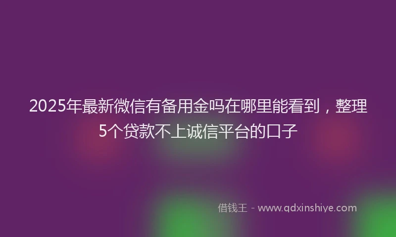 2025年最新微信有备用金吗在哪里能看到，整理5个贷款不上诚信平台的口子