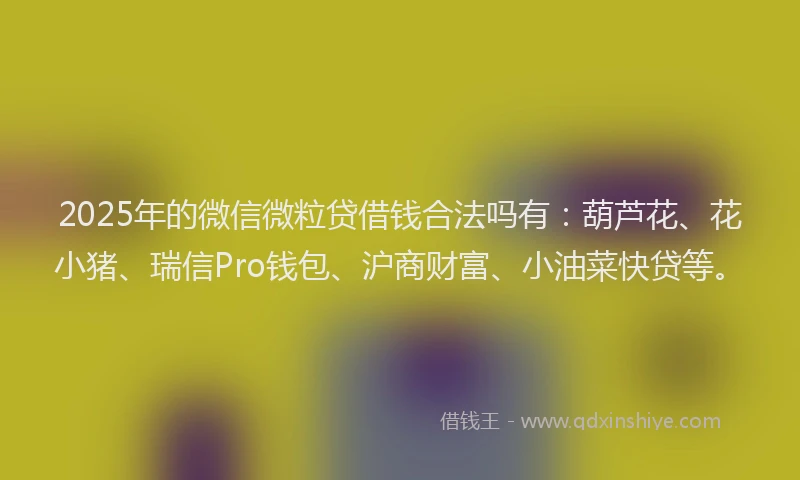 2025年的微信微粒贷借钱合法吗有：葫芦花、花小猪、瑞信Pro钱包、沪商财富、小油菜快贷等。