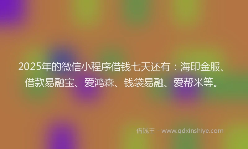 2025年的微信小程序借钱七天还有：海印金服、借款易融宝、爱鸿森、钱袋易融、爱帮米等。