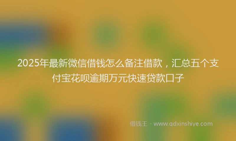 2025年最新微信借钱怎么备注借款，汇总五个支付宝花呗逾期万元快速贷款口子